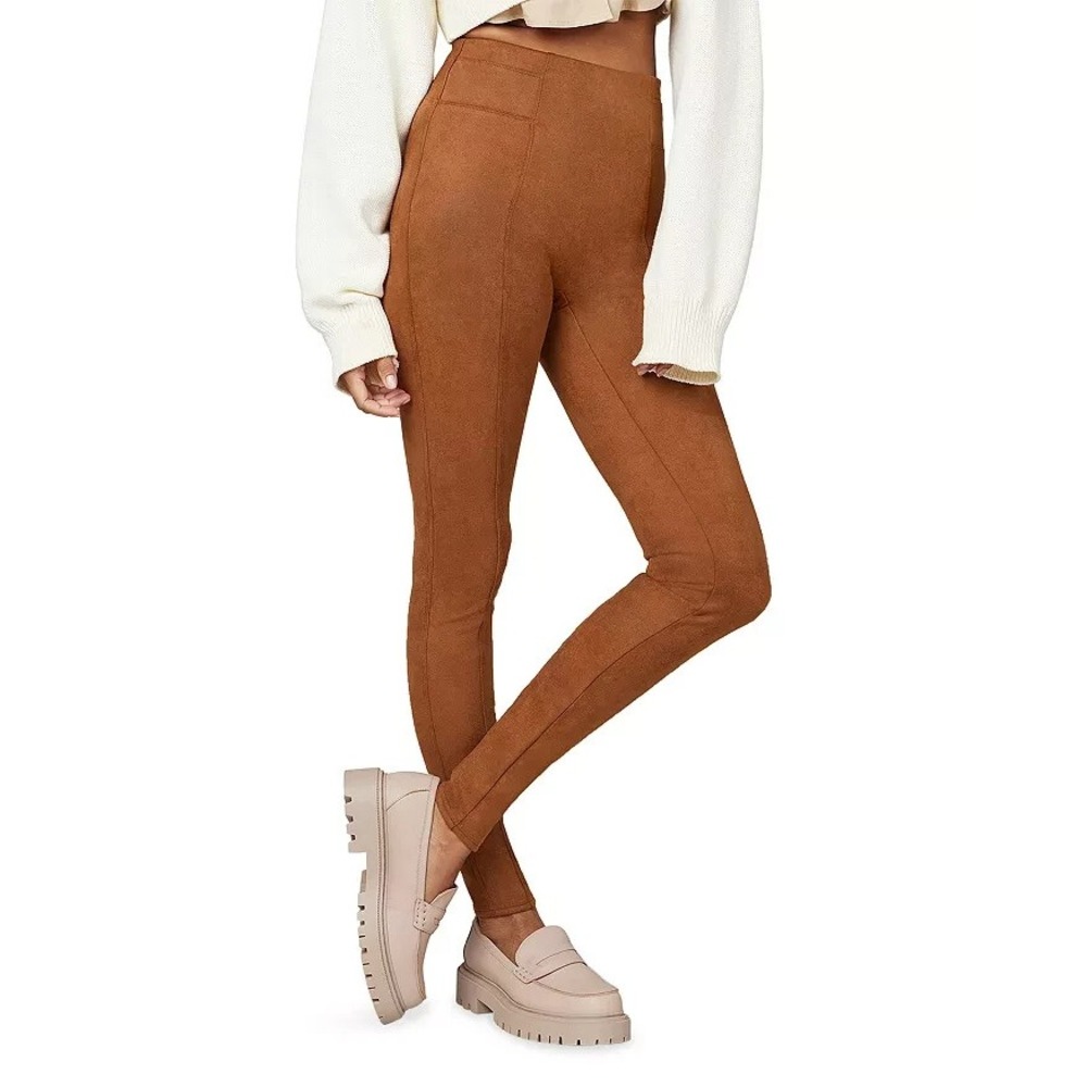 SPANX Faux Suede Leggings Rich‎ Caramel brown Size Medium M NEW